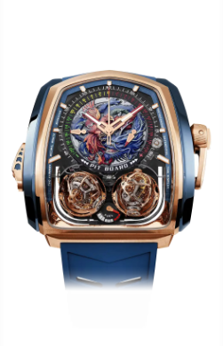 Jacob & Co Replica watch twin turbo furious ROSE GOLD AND BLUE TITANIUM - DRAGON AND PHOENIX TT200.40.BC.UB.A